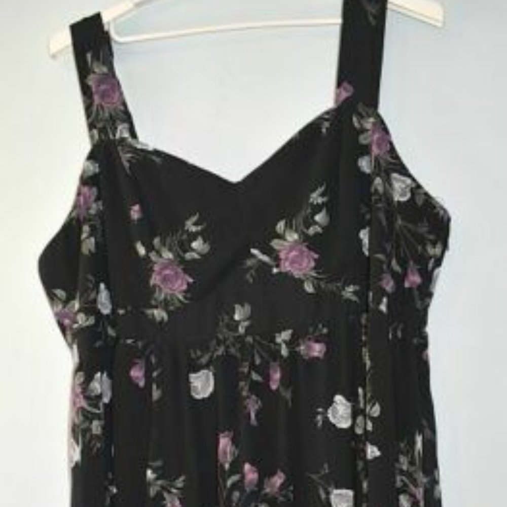 Torrid dress 30 plus size black roses floral